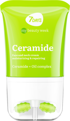 7DAYS MY BEAUTY WEEK Näo-, kaela ja dekolteekreem CERAMIDE massaažirullikuga toitev ja taastav 80 ml