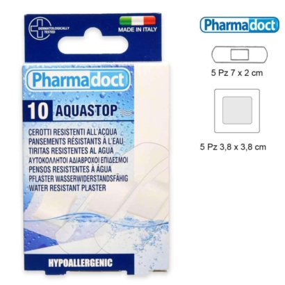 Pharmadoct plaaster AQUASTOP läbipaistev Second Skin mix 10 tk 2 suurust (5- 7x2cm; 5-3,8x3,8cm)